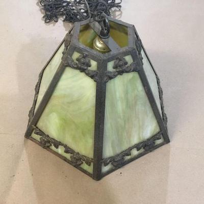 Antique stained glass swag lamp