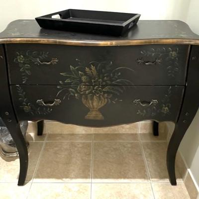 Black painted 2-drawer vintage chest