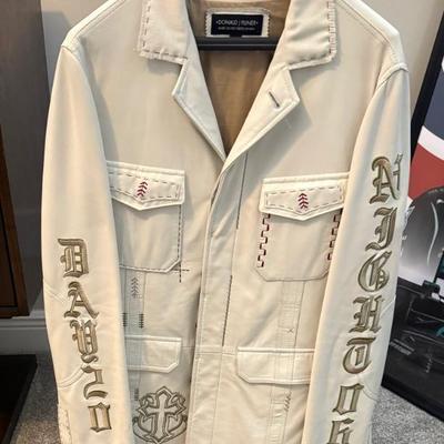 Donald J. Pliner White Leather Jacket Size