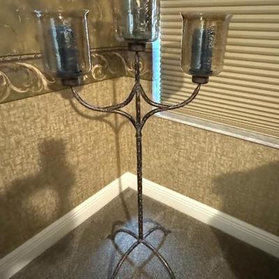Crackled Glass & Iron Uplight Candle Holders