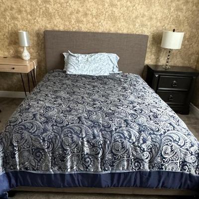  Queensized bed w/Linen Wrapped Headboard 
