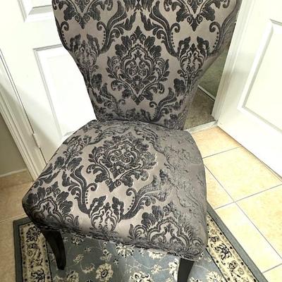 Gray Velvet Damask Chair