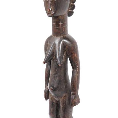 Tall African Female Carved Statue, Cote D'Ivoire