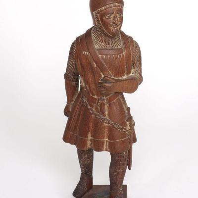 Carved Wood Crusader Knight, 19th C.