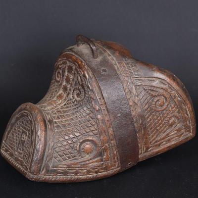 Spanish Colonial Huaso Carved Horse Stirrup, Chilean 18th century
