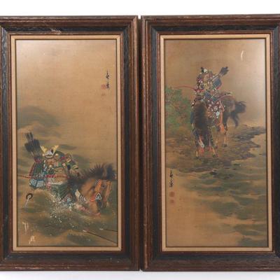 Japanese Mounted Fabric Paintings