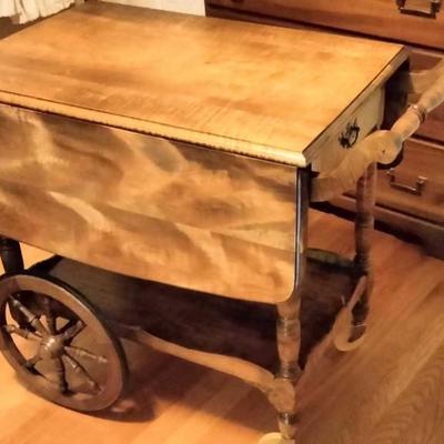 Stunning curly maple tea or serving cart