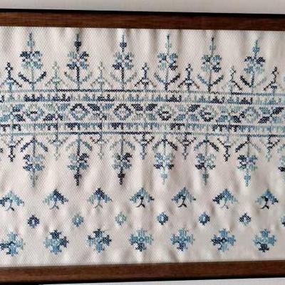 Framed cross stitch fabric