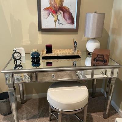 Mirrored vanity with stool 