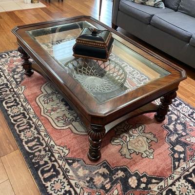 Thomasville beveled glass coffee table