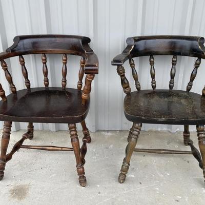 Two Vintage Wooden Windsor Dining Chairs