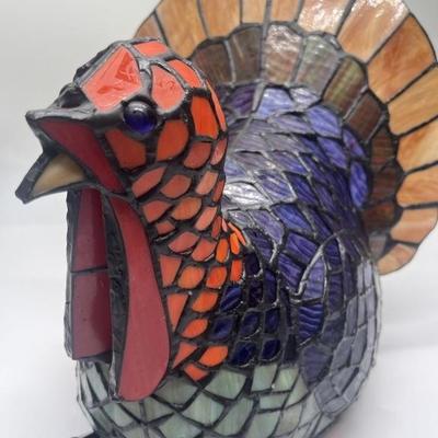12in Lighted Stained Glass Turkey