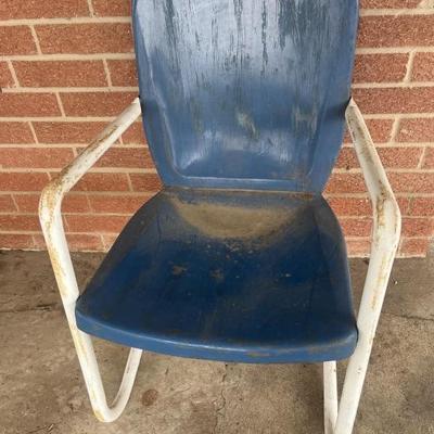 MCM Metal Patio Chair in Blue, 1/3