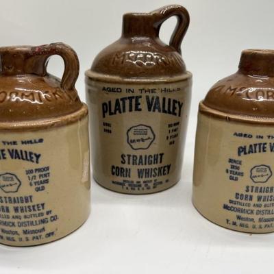 (3) McCormick Platte Valley Whiskey Jugs