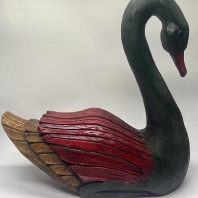 Large Carved & Painted Wooden Swan