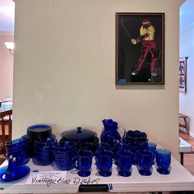 Vintage Cobalt Blue Dishes Set