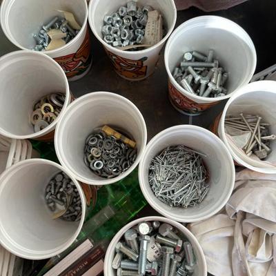 variety of hardware (nuts, bolts, screws, washer...etc)