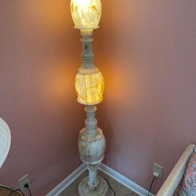Awesome marble / alabaster 3 lamp column floor lighting 