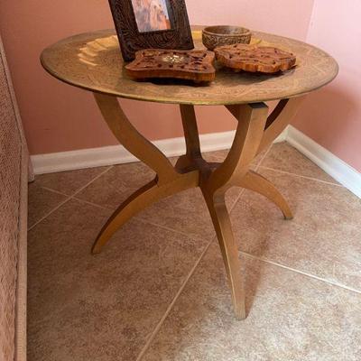 Teak / Brass top tables 