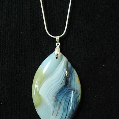 Natural Marine Chalcedony Pendant & Necklace