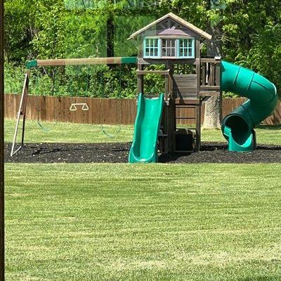 Backyard Discovery
Bristol Point Cedar Swing Set/Playset.

If you purchase, YOU MUST TAKE APART AND MOVE.  We won't have anyone to help...