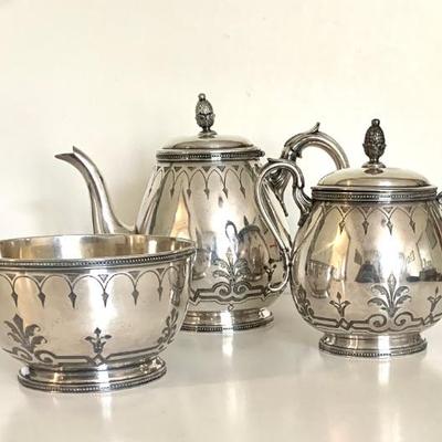 Victorian silver-plate tea set