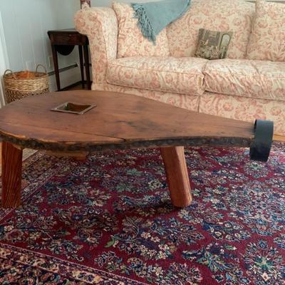 Coffee table made from antique bellows