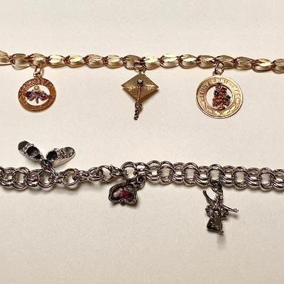 14 kt and sterling charm bracelets