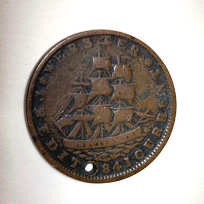 1841 Webster Credit Current Hard Times token