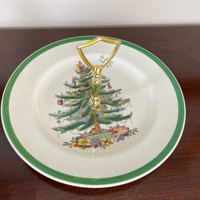 Spode Christmas Tree Serving Plate With Handle