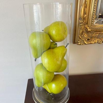 Glass Cylinder With Decorative Pears