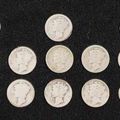 16 US Silver Mercury Dimes * Coins
