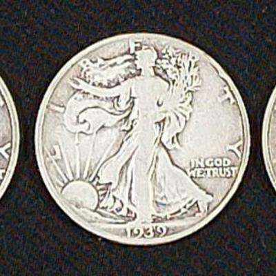 1939 US Half Dollar Silver Coins * Walking Liberty

