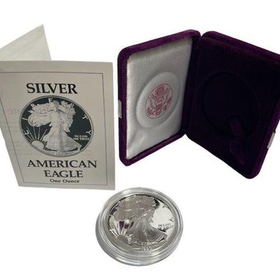 1990 Silver American Eagle Dollar Proof Coin & Uncirculated Mint W/COA 1oz .999
