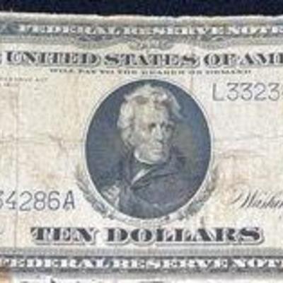 1914 United States $10 Dollar Blue Seal Federal Reserve Note
