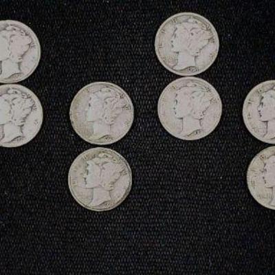 17 US Silver Mercury Dimes * Coins
