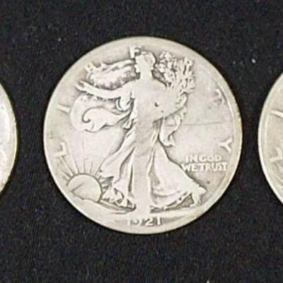 1919(1) * 1921(1) * 1923(1) US Walking Liberty Half Dollar Silver Coins
