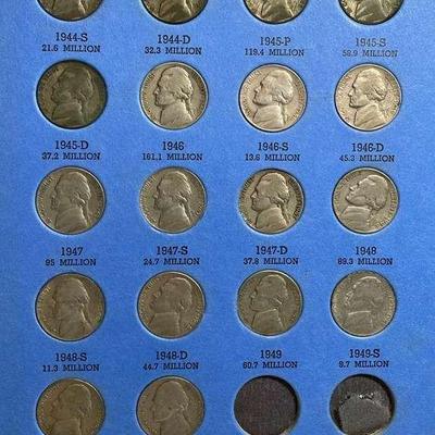 37 Jefferson Silver U.S Nickels 1938-1950 With Book
