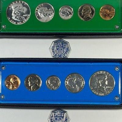 2 US Mint 1962 Five Coin Proof Sets * 90% Silver in Acrylic Holder * Uncirculated
