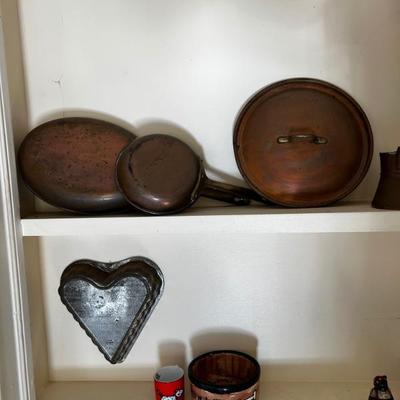 antique copper pans 