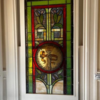 antique stained glass window pane