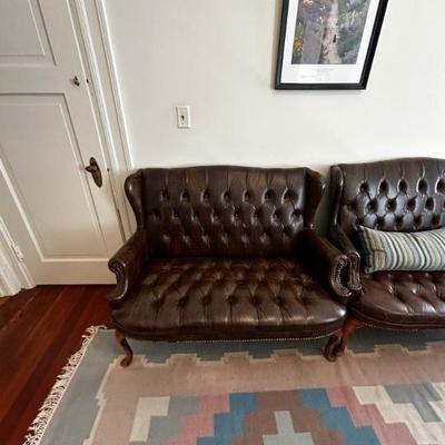 tufted leather loveseats 