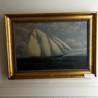 Giclee oil on canvas Copy of early Americana maritime ship