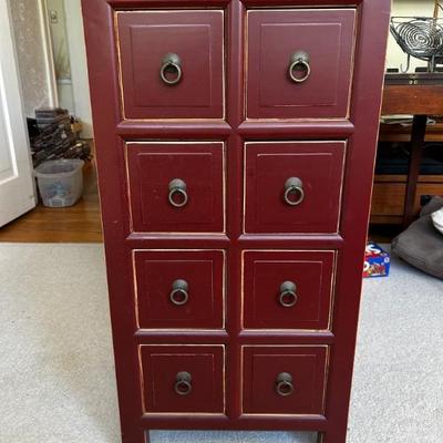 8-drawer chest of drawers painted red