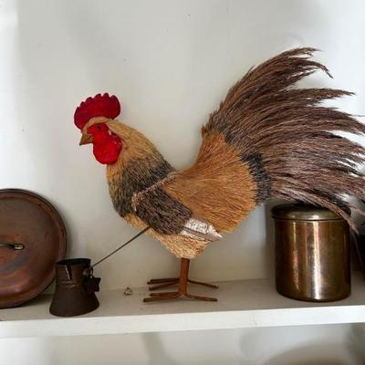 Vintage straw chicken figurine 
