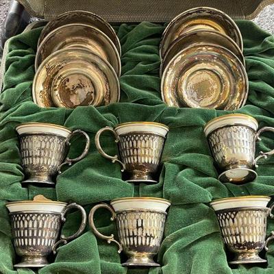 Sterling silver demitasse cups