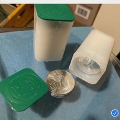 2002 US Silver 1oz Eagle coins 2 uncirculated rolls 20 each roll will be offered @ Estate Barn Sale.  In addition we just picked up 2...