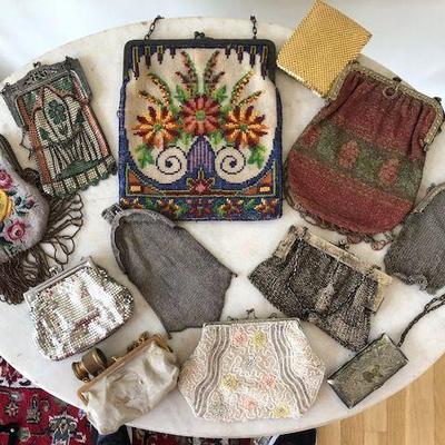 Antique Art Nouveau Purses, Beaded, Sterling Silver And More