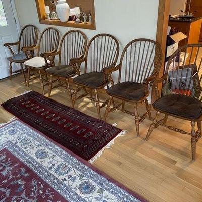 6 Bowback Windsor Arm Chairs