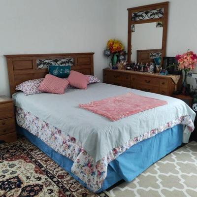 Bedroom set bed dresser and night stand